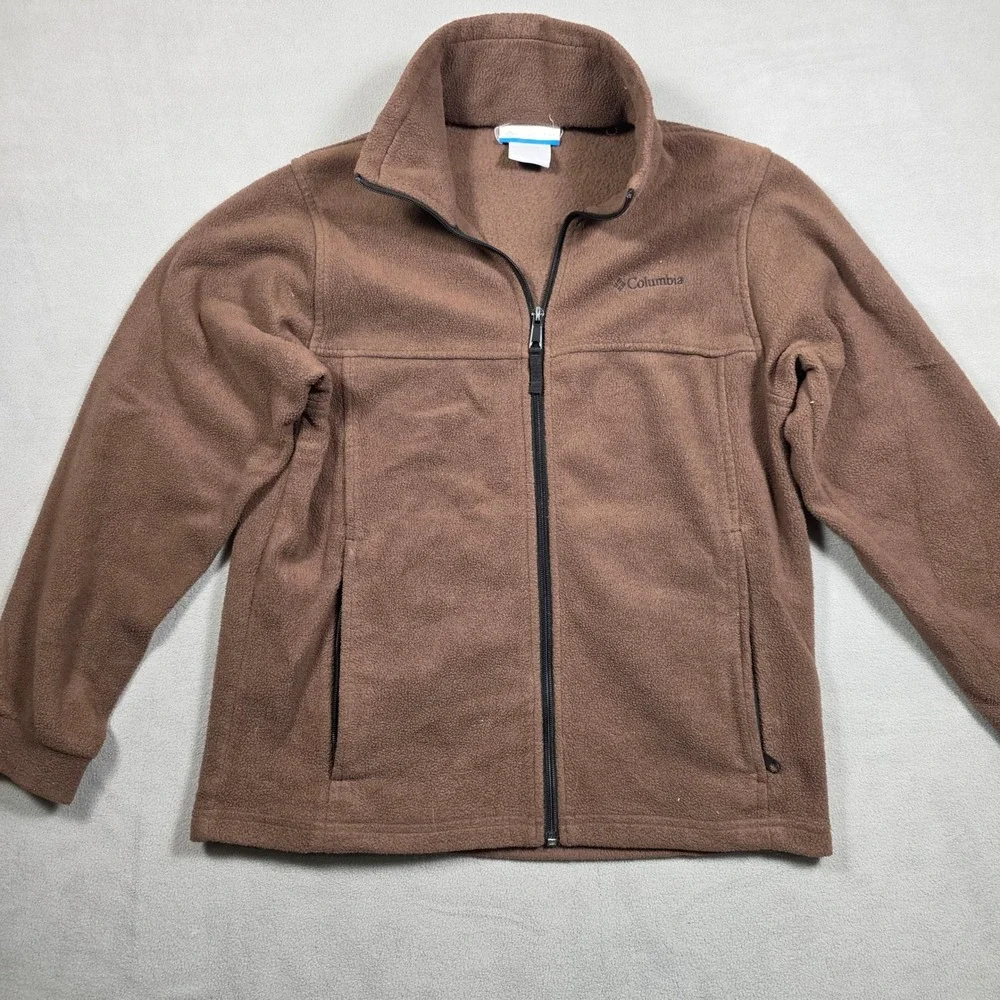 Columbia Fleece Boys Large Brown Full Zip Steens Mountain Solid